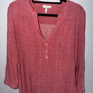 Joie Pink Patterned Split-Neck Blouse
